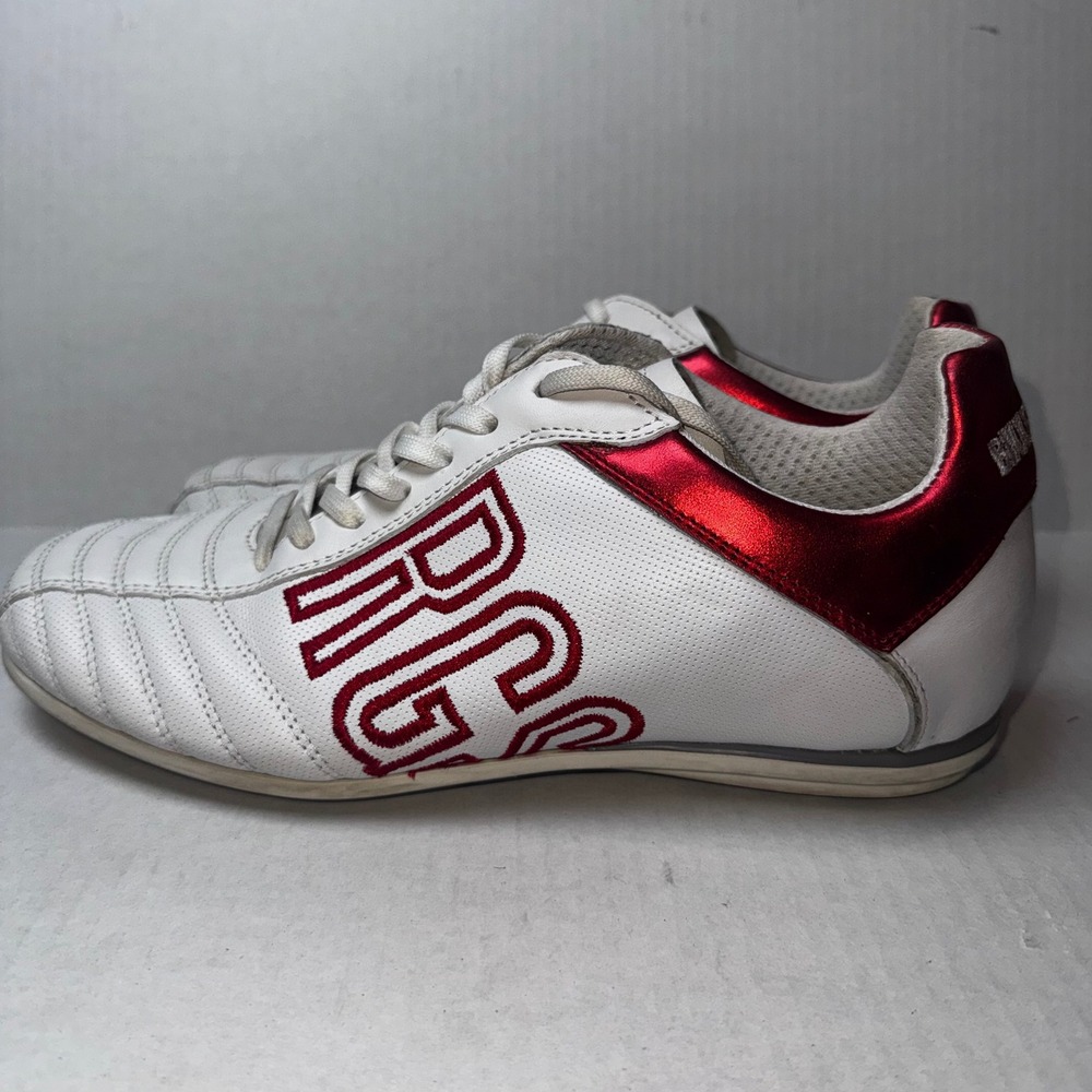 Bikkembergs Soccer Sneakers‎ Womens 39 White Metallic Red Logo BKE10330 Designer - Picture 4 of 8